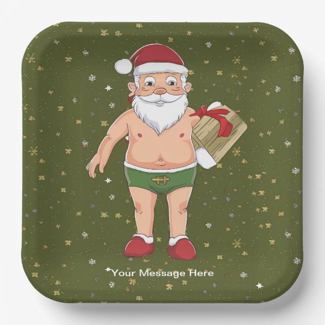 Funny Dirty Santa Christmas Collection Paper Cups Paper Plate (Front)