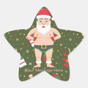 Funny Dirty Santa Christmas Collection Paper Cups Star Sticker