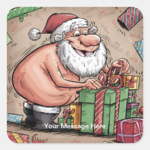 Funny Dirty Santa Christmas Collection Square Sticker