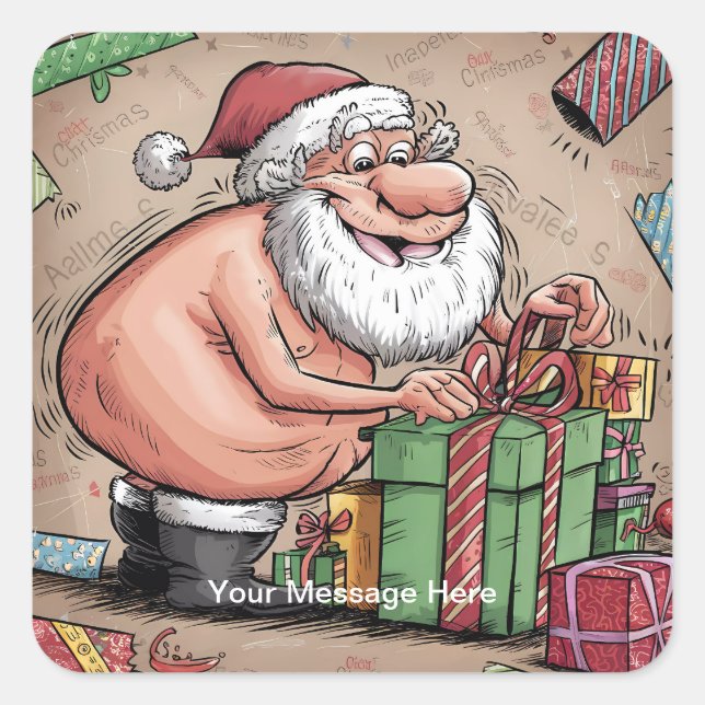 Funny Dirty Santa Christmas Collection Square Sticker (Front)