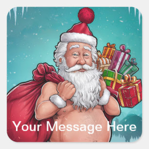 Funny Dirty Santa Christmas Collection Square Sticker