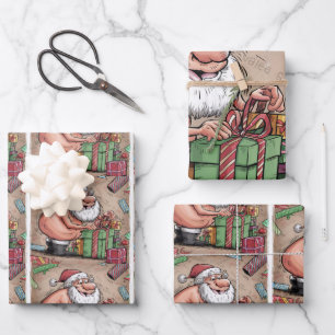 Funny Dirty Santa Christmas Collection Wrapping Paper Sheet