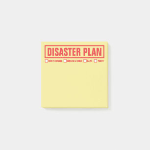 Funny "Disaster Plan" 3"x3" Post-it Notes