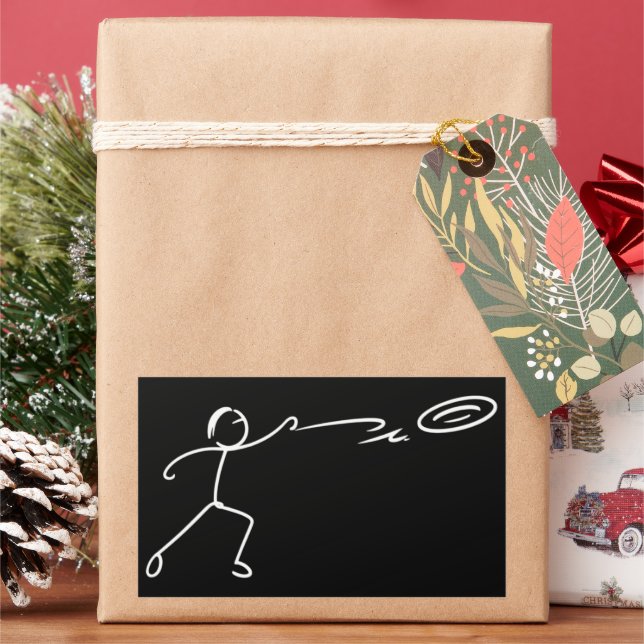 Funny Disc Golf Art Stickman Disc Golf Lover Rectangular Sticker (Holiday)