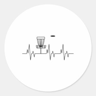 Funny Disc Golf Heartbeat Cute Alternative Sports Classic Round Sticker