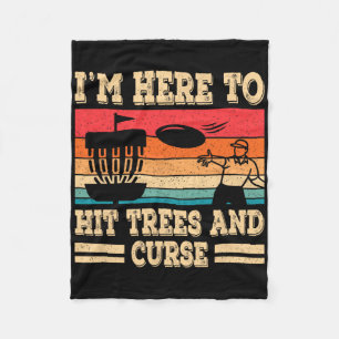Funny Disc Golf Hit Trees And Curse Retro Disc Gol Fleece Blanket