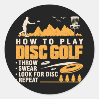 Funny Disc Golf Men Women Vintage Retro Disc Classic Round Sticker