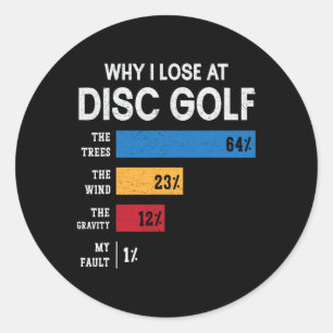 Funny Disc Golf Player Humour Why I Lose At Disc G Classic Round Sticker