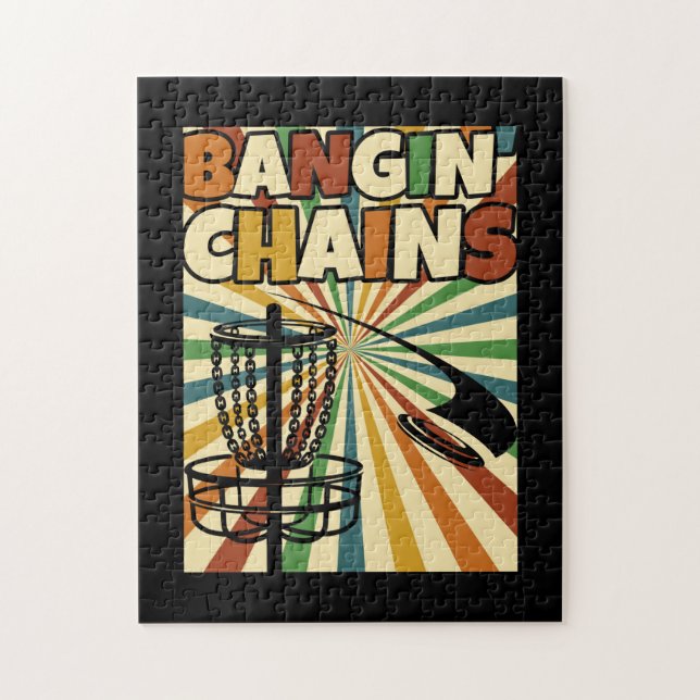 Funny Disc Golf Player Saying I Bangin' Chains Jigsaw Puzzle (Vertical)