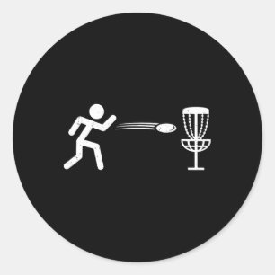 Funny Disc Golf Player Stick Figure Disc Golf Classic Round Sticker