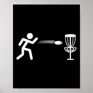Funny Disc Golf Player Stick Figure Disc Golf Poster