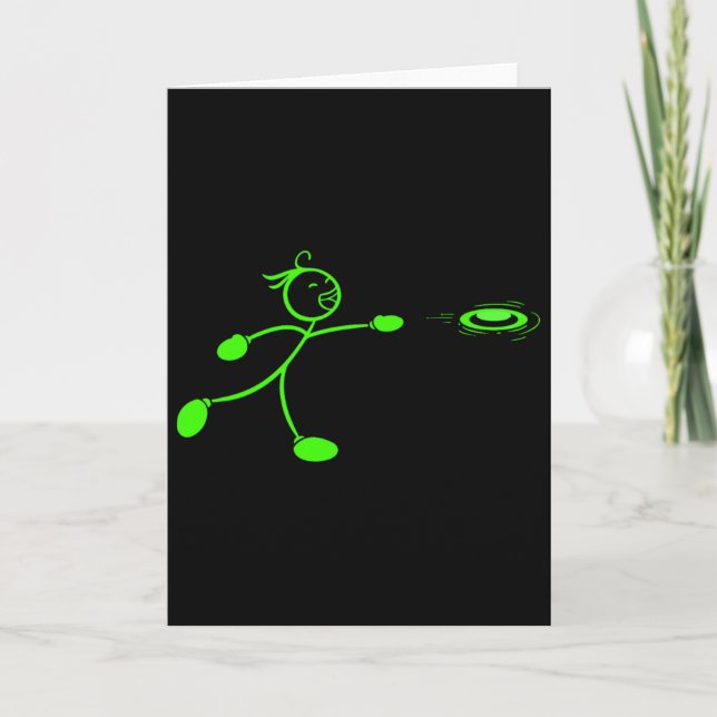 Funny Disc Golf Player Stickman  Card (Front)