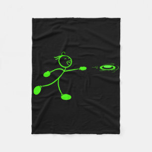 Funny Disc Golf Player Stickman  Fleece Blanket
