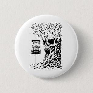 Funny Disc Golf Player Stupid Guardian Trees Skull 6 Cm Round Badge