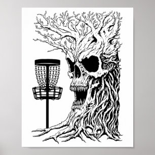 Funny Disc Golf Player Stupid Guardian Trees Skull Poster