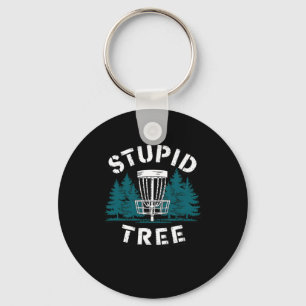 Funny Disc Golf Player Stupid Tree Disc Golf _1  Key Ring