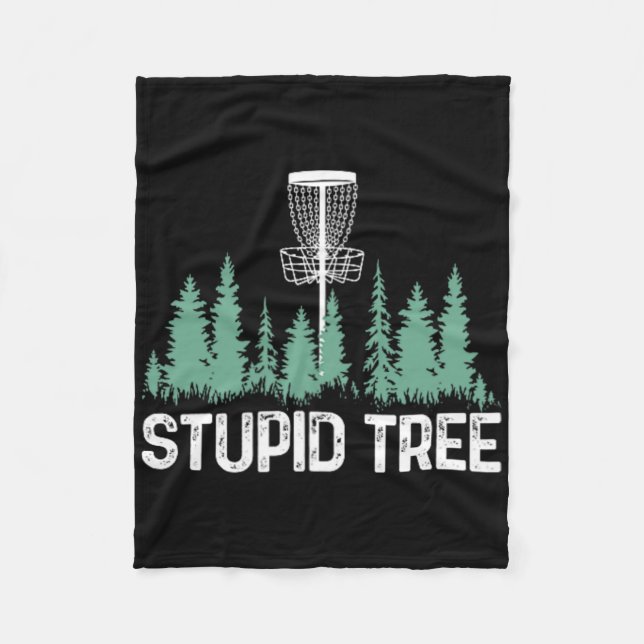 Funny Disc Golf Stupid Tree Minimalist  Fleece Blanket (Front)