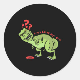 Funny Disc Golf T Rex Kids Classic Round Sticker