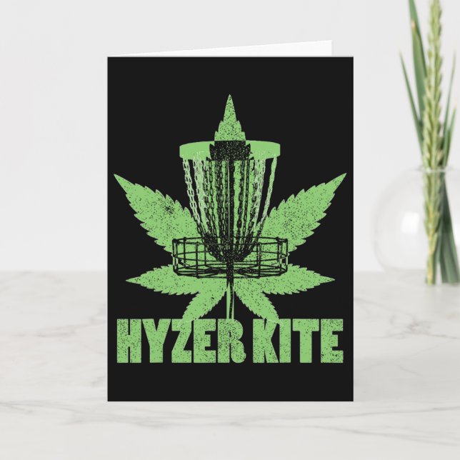 Funny Disc Golf Weed Pot Smoker High As A Kite Pun Card (Front)