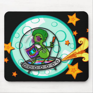 FUNNY DISCO ALIEN MOUSE PAD