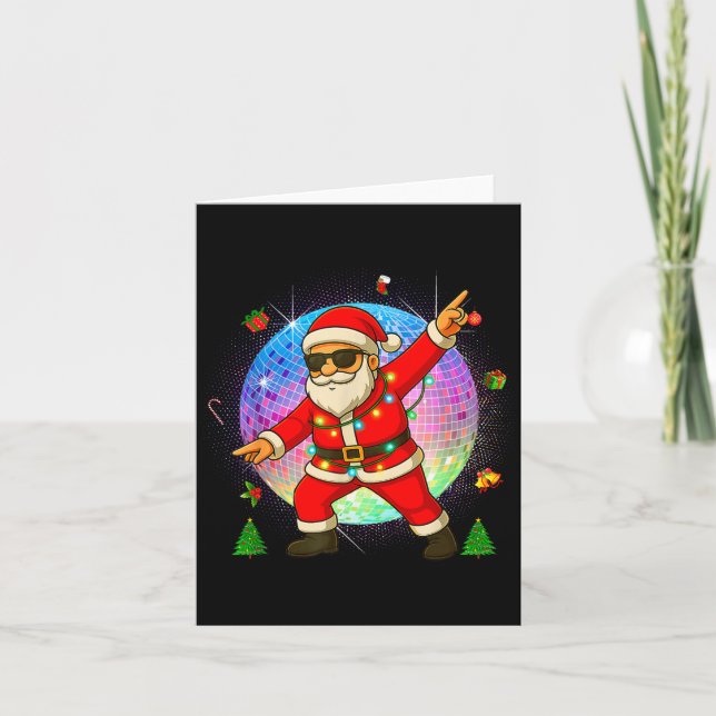Funny Disco Santa Xmas Lights Girls Boys Kids Chri Card (Front)