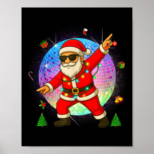 Funny Disco Santa Xmas Lights Girls Boys Kids Chri Poster