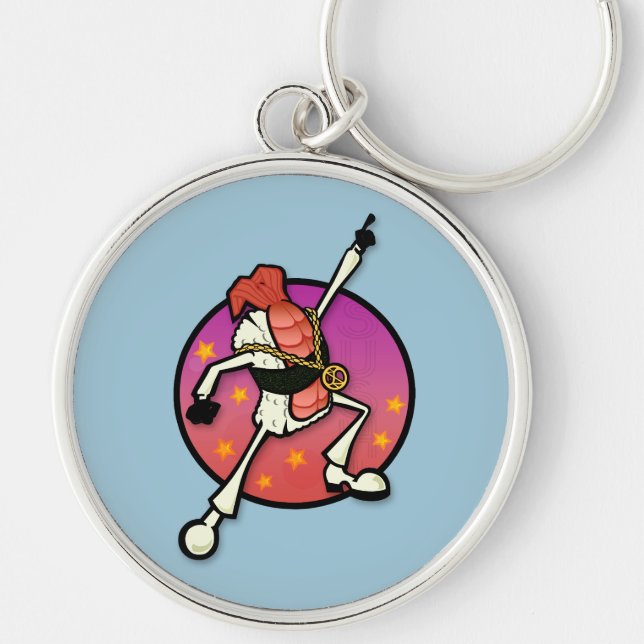 FUNNY DISCO SUSHI PREMIUM ROUND KEYCHAIN (Front)