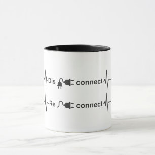 Funny Disconnect to Reconnect Minimalist Heartbeat Mug