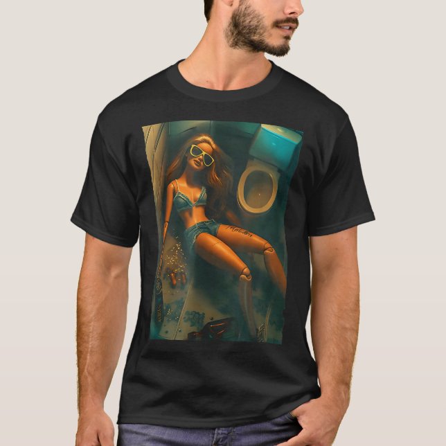 Funny Disgusting Doll Face Drinking Meme  T-Shirt (Front)