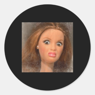 Funny Disgusting Doll Face Meme _1 Classic Round Sticker