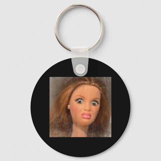 Funny Disgusting Doll Face Meme _1  Key Ring (Front)