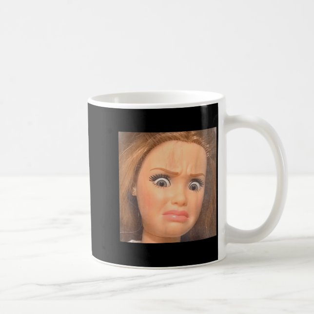 Funny disgusting doll face meme hilarious sarcasti coffee mug (Right)