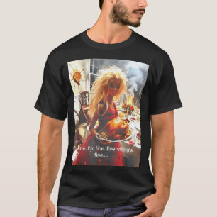 Funny Disgusting Doll Face Meme It's Fine I'm Fine T-Shirt