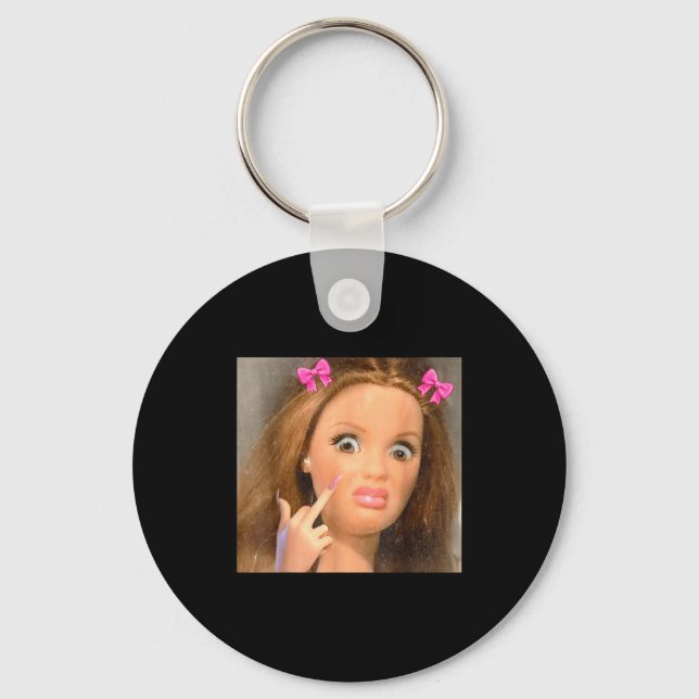 Funny Disgusting Doll Face Meme  Key Ring (Front)