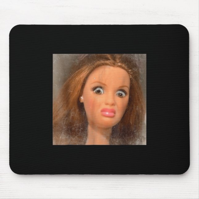 Funny Disgusting Doll Face Meme  Mouse Pad (Front)