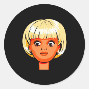 Funny Disgusting Doll Face Meme Premium Tri-blend Classic Round Sticker