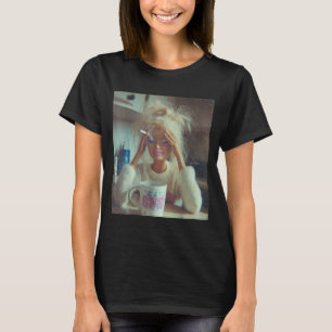 Funny Disgusting Doll Face Meme Smoking Sad Sarcas T-Shirt
