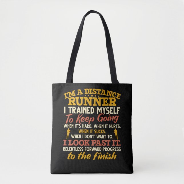 Funny Distance Runner Quote Athlete Running Tote Bag (Front)