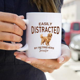 Funny Distracted by Retrievers Personalised Coffee Mug