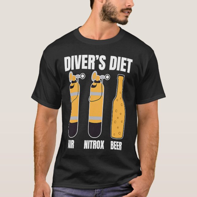 Funny Diver Diet Beer Diving Water Sports T T-Shirt (Front)