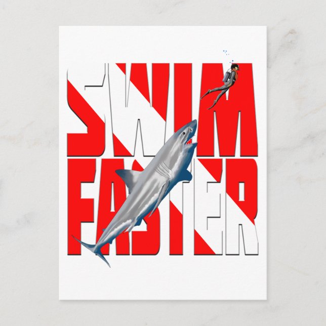 Funny Diving Swim Faster Postcard (Front)