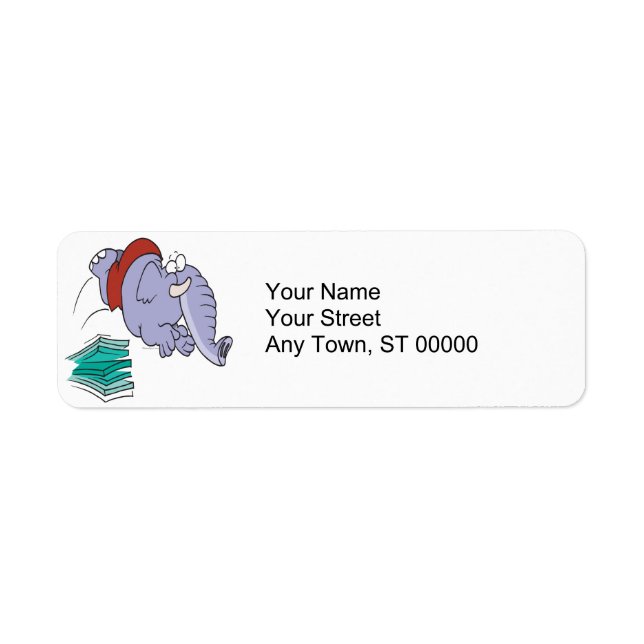 funny diving swimmer elephant cartoon return address label (Front)