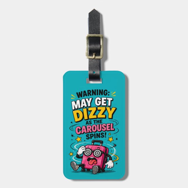 Funny Dizzy Carousel Luggage Tag (Front Vertical)