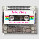 Funny DJ 80s Cassette Tape 40th Birthday guest Book<br><div class="desc">Funny DJ 80s Cassette Tape 40th Birthday. Celebrate your top milestones,  over the hill 40th birthday party with this funny 80s clear cassette tape with a vintage white label on both sides. Customise with your own text.</div>