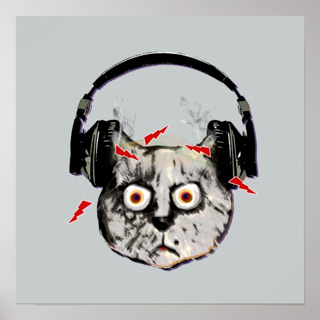 funny DJ cat boltz Poster (Front)