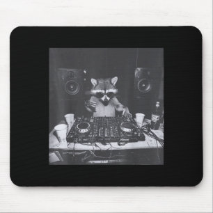 Funny Dj Raccoon House Party Sound Tech Music Tras Mouse Pad