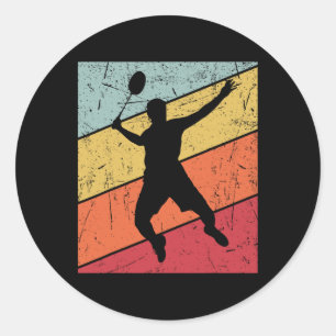 Funny Dminton Shuttle For Men Women Vintage Retro Classic Round Sticker