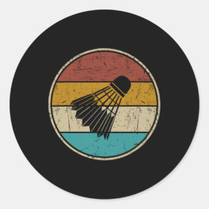 Funny Dminton Shuttle Vintage Retro For Men Women Classic Round Sticker