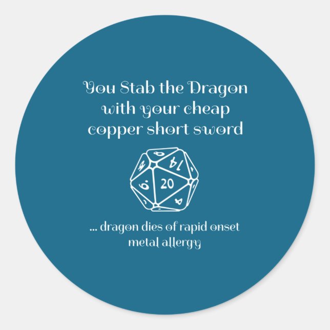 Funny Dnd Gift For Role Playing Games Rpg  Classic Round Sticker (Front)