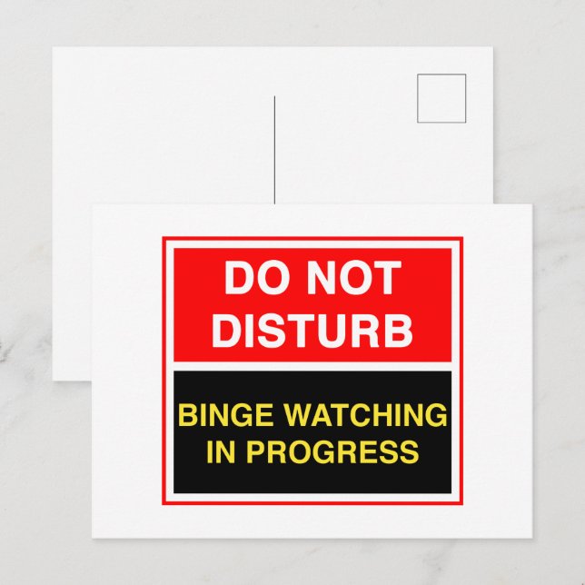 Funny Do Not Disturb Binge Watching In Progress TV Postcard (Front/Back)